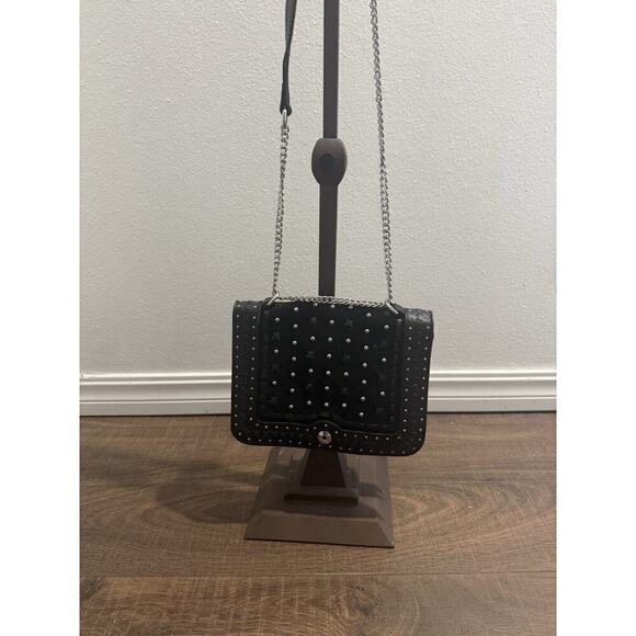 ZARA QUILTED CROSSBODY BAG WITH STUD DETAILS BLACK NEW - Picture 1 of 8